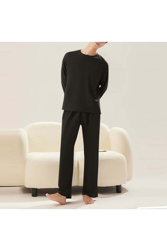 Mens Pajamas Set 2 Piece Pj Lounge Set Petite Length Top Wide Leg Pants