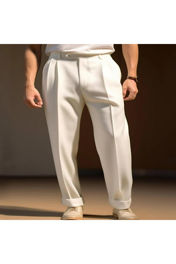 Mens Pants Classic Fit Flat Front Hidden Expandable Waist Dress Pants No Iron Suit Pants