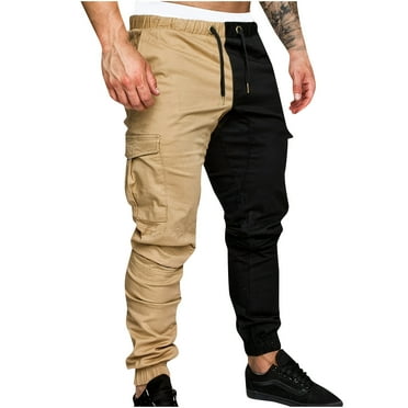 Awdenio Mens Pants Color Block Casual Pocket Outdoor Elastic Waistbelt Jogger Drawstring Trousers Work Pants Perfect for Outdoor Adventures, Work, and Everyday Wear