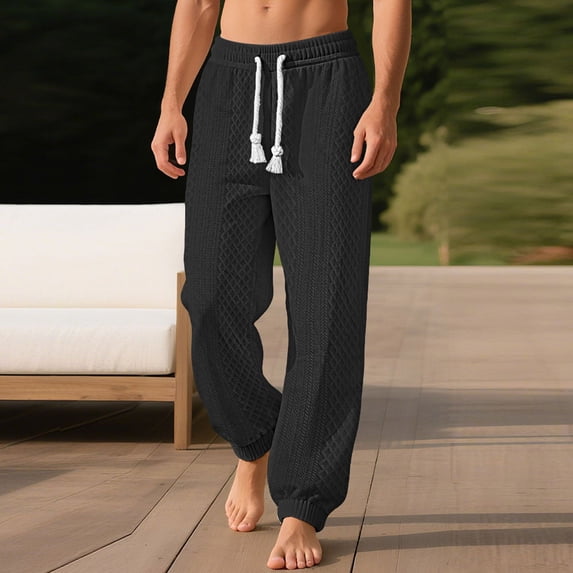 Awdenio Mens Pants Drawstring Pants Sweatpants with Pockets Tapered Lightweight Joggers