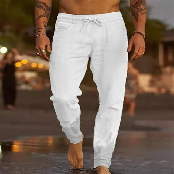 Awdenio Mens Pants Solid Color Drawstring Fashionable Casual Pants Full Length Pants Perfect for Weekend Casual, Spring and Fall Outdoor Fitness