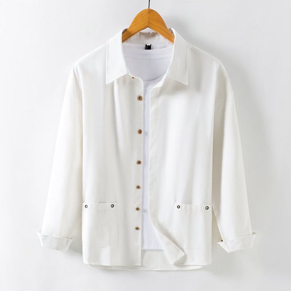 Awdenio Mens Shirts Button Down Lightweight Shirt Jacket Long Sleeve Overshirts With Flap Pockets
