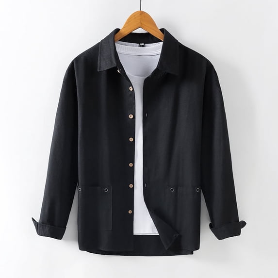 Awdenio Mens Shirts Button Down Lightweight Shirt Jacket Long Sleeve Overshirts With Flap Pockets