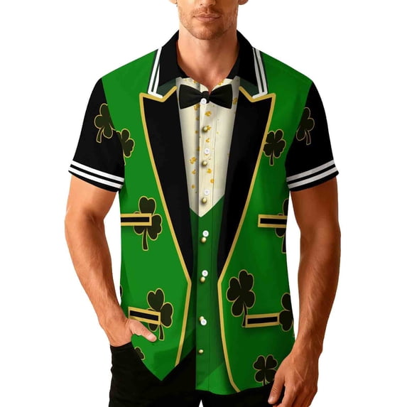Awdenio Mens Shirts Casual Funny Tuxedo Graphic T-Shirt Novelty Short Sleeve Crewneck Button Down Shirts