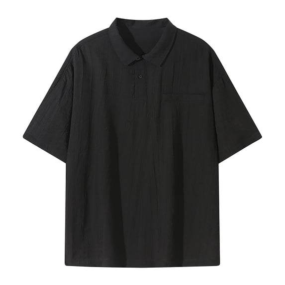 Awdenio Mens Shirts Casual Neck Short Sleeve Golf Traceless Lapel T-Shirt Men's Work Top