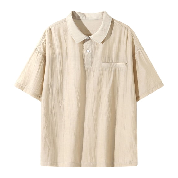Awdenio Mens Shirts Casual Neck Short Sleeve Golf Traceless Lapel T-Shirt Men's Work Top