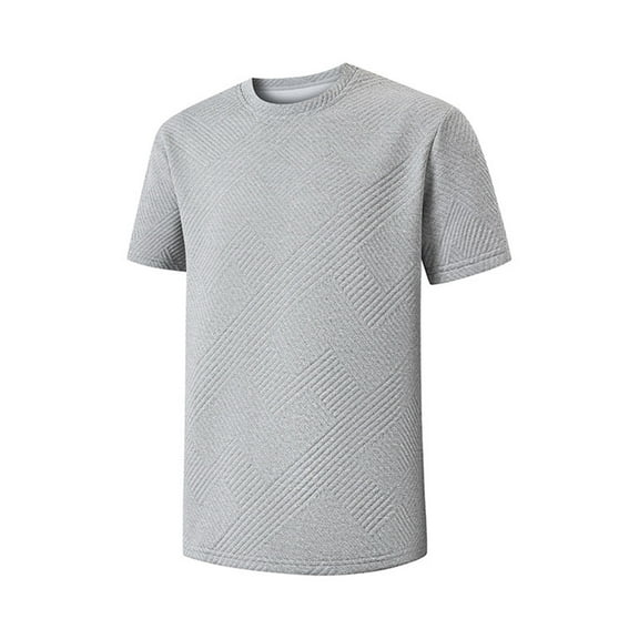 Awdenio Mens Shirts Casual Solid Color Crewneck Stretch Short Sleeve Waffle Knit Tees