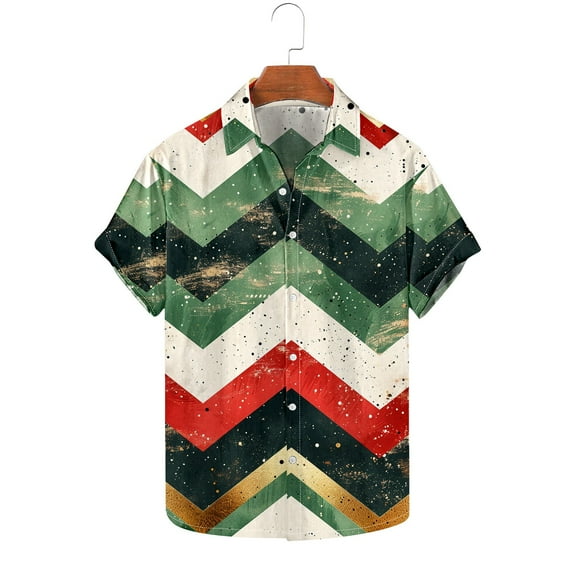 Awdenio Mens Shirts Christmas Hawaiian Shirt for Men Short Sleeve Button Down Plaid Santa Vacation Dress Shirts,Size XL