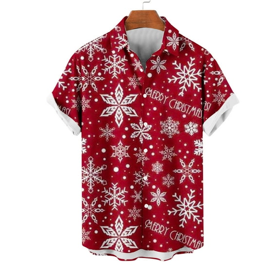 Awdenio Mens Shirts Christmas Santa Claus Pattern Hawaiian Shirt Beach Tropical Short Sleeve Button Up Shirts Vacation Cruise Summer Clothes,Size M