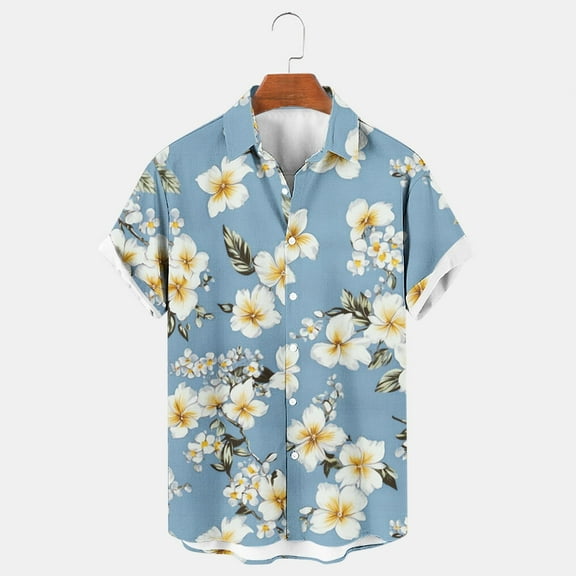 Awdenio Mens Shirts Flower/Pineapple/Bird Print Hawaiian Short Sleeve Shirt Casual Button Down Tropical Shirt