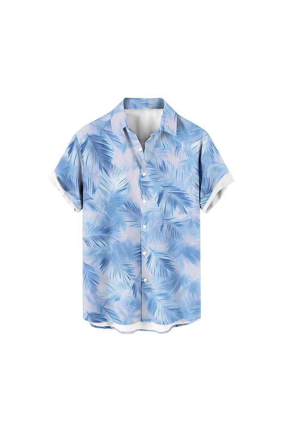 Mens Shirts Flower/Pineapple/Bird Print Hawaiian Short Sleeve Shirt Casual Button Down Tropical Shirt