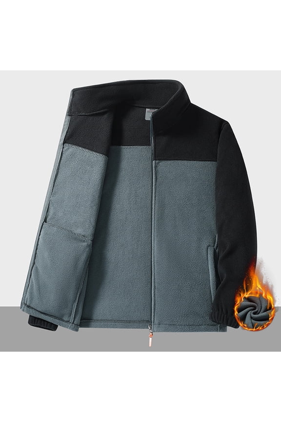 Mens Shirts Full Zip Fleece Jacket Lightweight Warm Soft Long Sleeve Jackets with Pockets for Winter Hiking Casual