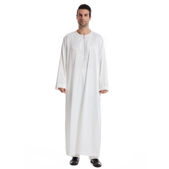 Awdenio Mens Shirts Kaftan Thobe for Men Big And Tall Muslim Robe Mens Long Sleeve Caftan