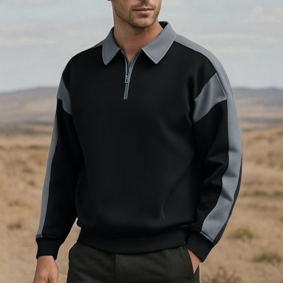 Awdenio Mens Shirts Quarter Zip Pullover Solid Pullover Athletic Long Sleeve Sweatshirt Mock Neck Golf Shirts for Men