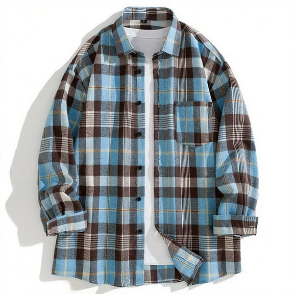 Awdenio Mens Shirts Regular Fit Long Sleeve Plaid Flannel Shirt, Button Down Shirts Casual Shirts