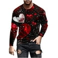 Awdenio Mens Shirts Valentine Shirts Loose Long Sleeve Crew Neck
