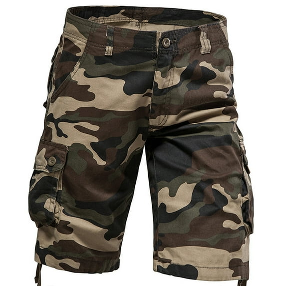 Awdenio Mens Camo Shorts Stretch Camouflage Camo Below The Knee Shorts for Men Belted Cargo Long Shorts with Pocket