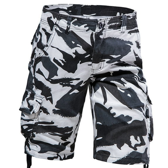 Awdenio Mens Camo Shorts Stretch Camouflage Camo Below The Knee Shorts for Men Belted Cargo Long Shorts with Pocket