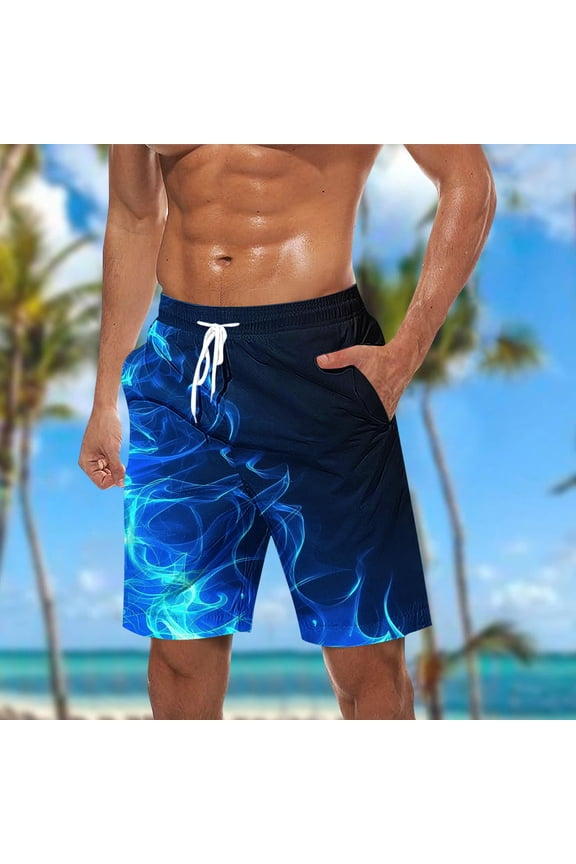 Mens Shorts Swim Trunks Hawaiian Bathing Mesh Lining Suit Swimsuits Beach Shorts with Pockets