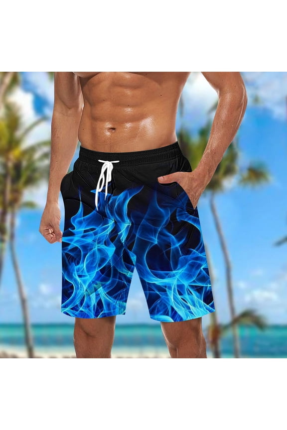Mens Shorts Swim Trunks Hawaiian Bathing Mesh Lining Suit Swimsuits Beach Shorts with Pockets