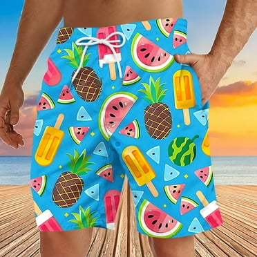 Awdenio Mens Shorts Swim Trunks Retro 80s Summer Party Shorts 90s Shorts Quick Dry Swimming Shorts with Mesh Lining