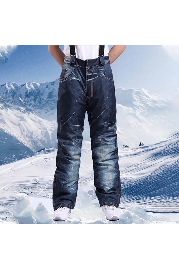 Mens Snow Pants Waterproof Snow Ski Pants Insulated Warm Winter Outdoor Snowboard Bibs with Suspenders,Size 3XL