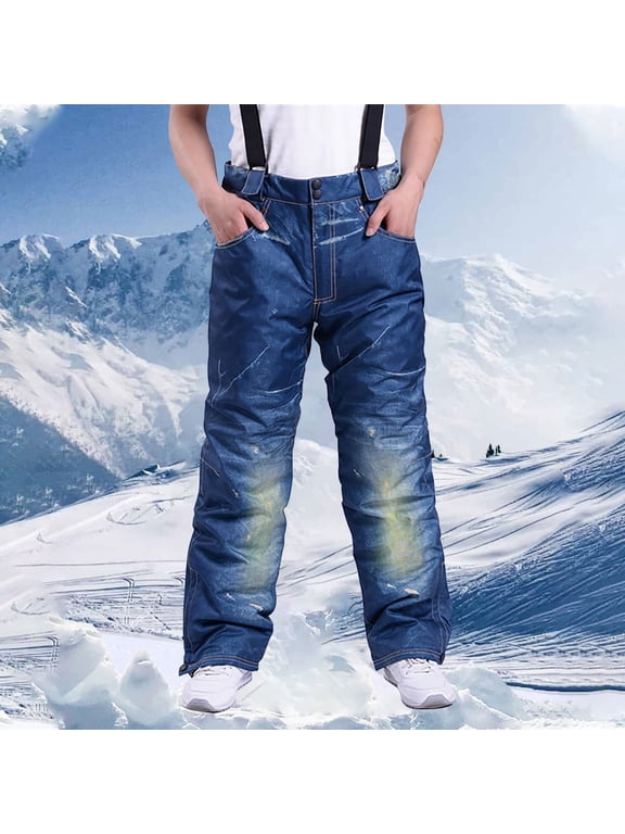 Mens Snow Pants Waterproof Snow Ski Pants Insulated Warm Winter Outdoor Snowboard Bibs with Suspenders,Size L