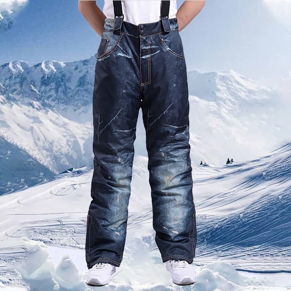 Awdenio Mens Snow Pants Waterproof Snow Ski Pants Insulated Warm Winter Outdoor Snowboard Bibs with Suspenders,Size M