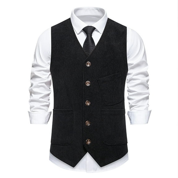 Awdenio Mens Suit Herringbone Tweed Suit Vest Casual Business Men's Suit Vest Office Waistcoat
