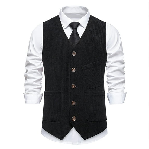 Awdenio Mens Suit Herringbone Tweed Suit Vest Casual Business Men's Suit Vest Office Waistcoat