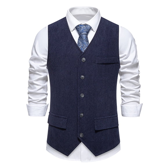Awdenio Mens Suit Herringbone Tweed Suit Vest Casual Business Men's Suit Vest Office Waistcoat