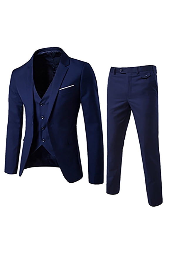 Mens Suit Slim Fit 3 Piece Suit One Button Notched Lapel Solid Suit Jacket Pants Set Tuxedo for Prom