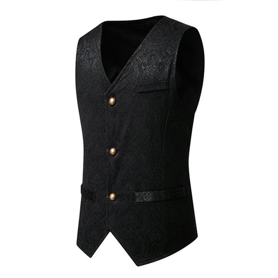 Awdenio Mens Suit Vest V Neck Cowboy Vest Vintage 3 Snaps Western Vests Casual Waistcoat for Wedding Prom