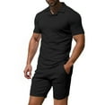 thumbnail image 1 of Awdenio Mens Summer Beach 2 Piece Outfits Casual Vacation Cotton Linen Matching Set Short Sleeve Shirt and Shorts, 1 of 6