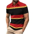 thumbnail image 1 of Awdenio Mens Summer Tops Long Sleeve Striped Casual Collared Pique Golf Shirts for Mens, 1 of 4