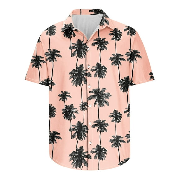 Awdenio Mens Summer Tops Summer Beach Casual Short Sleeve Button Down Shirts Printed Tropical Vacation Shirts