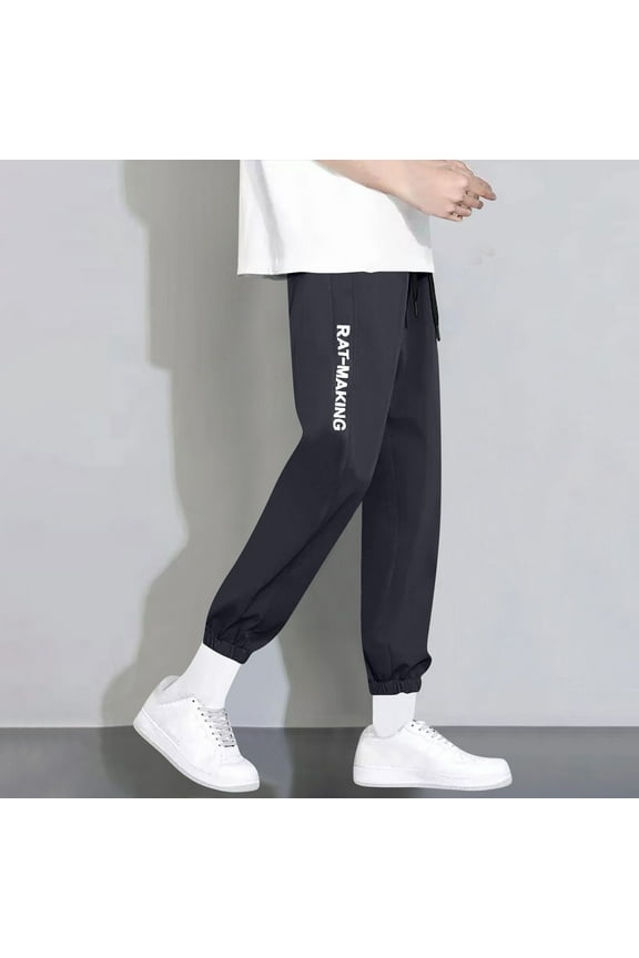 Mens Sweatpants Hiking Pants, Lightweight Waterproof Breathable Elastic Waist Rain Over Pant for Cycling Running,Size S