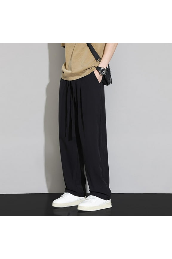 Mens Sweatpants Wide Leg Trouser High Waisted Dress Pants Casual Business Work Pants Palazzo,Size L