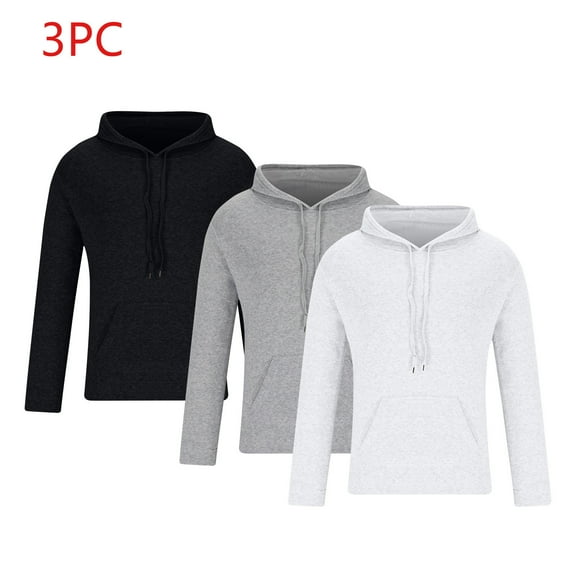 Awdenio Mens Sweatshirt Cotton Hoodie, Soft Midweight Fleece, Pullover Hooded Sweatshirt for Men - 3 Packs