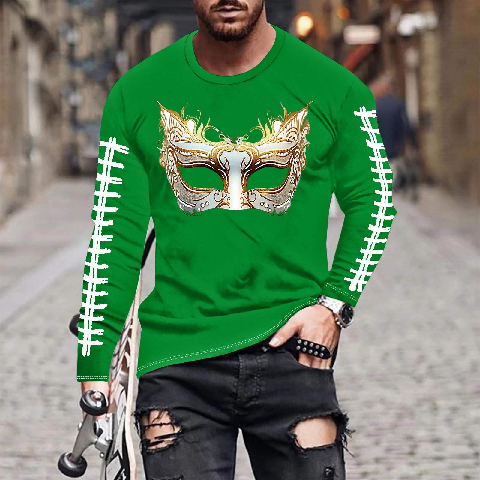 Awdenio Shirts for Men Fashion Mardi Gras Shirt Novelty