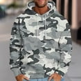 thumbnail image 1 of Awdenio Mens Sweatshirts Fashion Drawstring Camouflage Print Loose Pullover Printed Pocket Long-sleeved Top Hoodie Winter Fall Outfits, 1 of 5