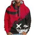 thumbnail image 1 of Awdenio Mens Sweatshirts Fashion Hooded Down Shoulder Sleeve Face Print Loose Hoodie Printed Pullover Dstring Long Sleeve Top Halloween Shirt, 1 of 5