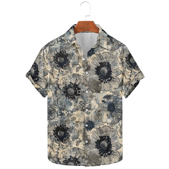 Awdenio Mens T Shirts Short Sleeve Casual Printed Button Down Tropical Shirt Summer Holiday Beach Hawaii Shirts,Size 3XL