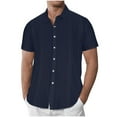 thumbnail image 1 of Awdenio Mens T-shirt Casual Fashion V-neck Short Sleeve Pullover Button Solid Breathable Shirt Blouse Tops Perfect for Casual Street Wear, 1 of 5