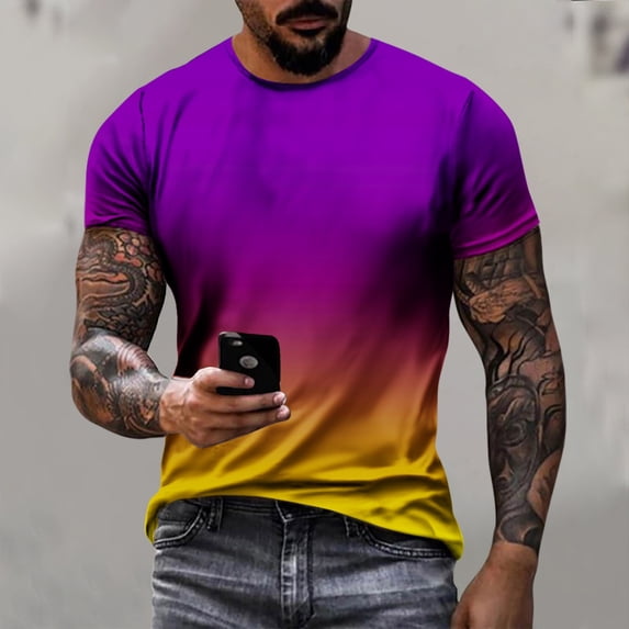 Awdenio Mens T-shirt Casual Printed T-shirt Short Sleeved Round Neck Top Shirt Casual Sportswear, Universal Fit
