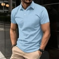 thumbnail image 1 of Awdenio Mens T-shirt Casual Solid Short Sleeve Turn Down Collar Buttons T-Shirt Blouse Tops Perfect for Casual Street Wear, 1 of 6