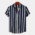thumbnail image 1 of Awdenio Mens T-shirt Casual Stripe Turndown Short Sleeve Pocket Button Closure Shirt Blouse Summer Fashion Outdoor Sports, 1 of 9
