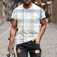 thumbnail image 1 of Awdenio Mens T-shirt Plaid Printed Round Neck Short Sleeved Short Sleeved Round Neck Top/shirt Comfort for Summer Outdoor Adventures,Multicolor,M, 1 of 5