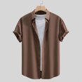 thumbnail image 1 of Awdenio Mens T-shirt Formal Color Print Button Shirt Turndown Collar Blouse Shirt Short Sleeve Blouse Casual Summer Tee Top for Daily Wear, 1 of 4
