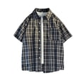 thumbnail image 1 of Awdenio Mens T-shirt Lapel Short Sleeved Plaid Top Shirt Lapel Top/shirt Comfortable, Breathable, for Daily Casual Wear, 1 of 5
